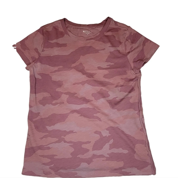 Athleta Pink Camo Short Sleeve Top Size S. Soft Crewneck Tee. - Picture 1 of 4